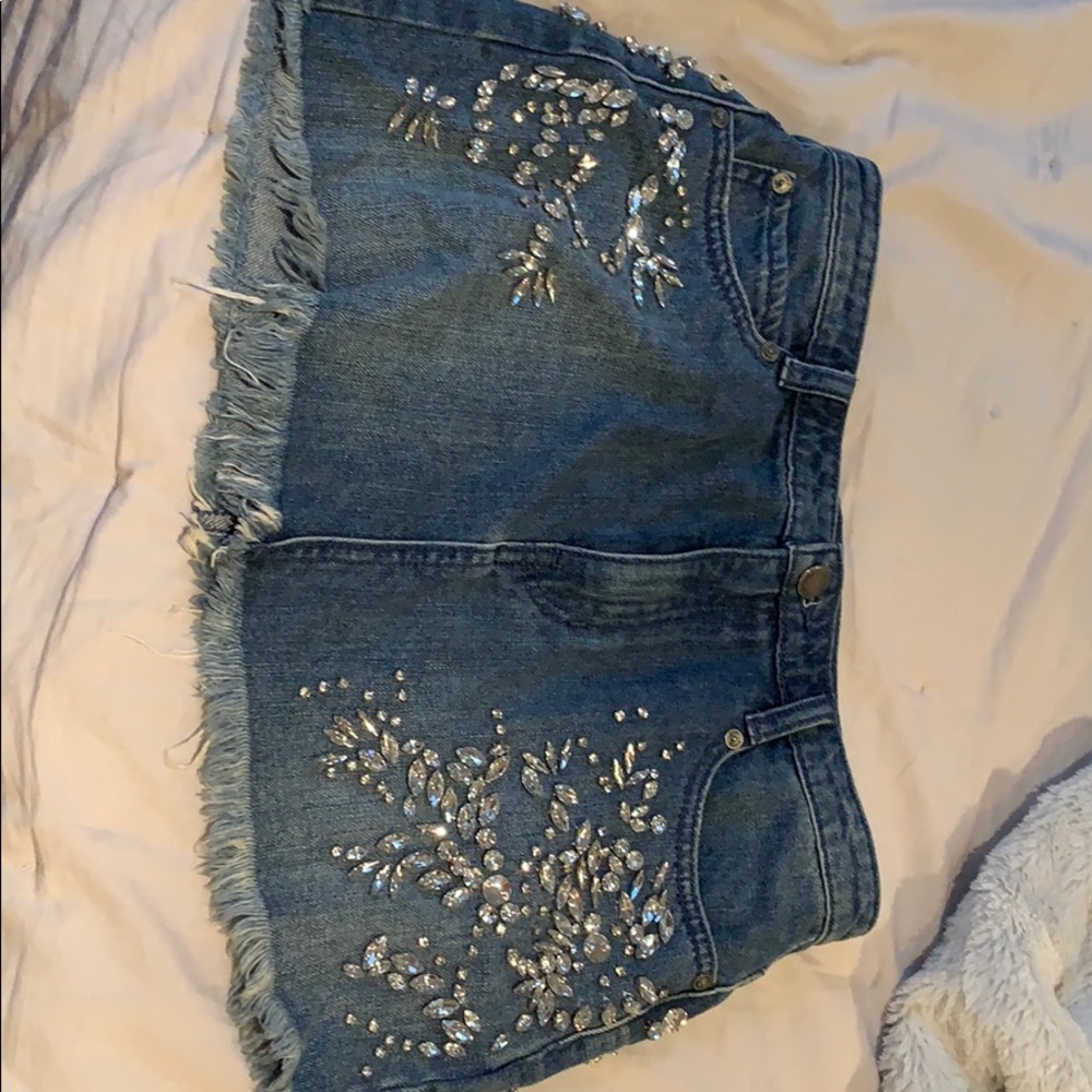 Free People mini denim skirt